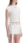 Jean Paul Gaultier White Cotton Crop T Shirt With Gaultier Logo