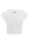 Jean Paul Gaultier White Cotton Crop T Shirt With Gaultier Logo In White