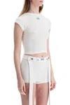 Jean Paul Gaultier White Cotton Crop T Shirt With Gaultier Logo In White (white)