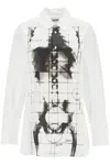 Jean Paul Gaultier White Cotton Shirt With Skeleton Print Front And Back Women
