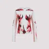 Jean Paul Gaultier Flower Body Morphing Mariniere Print Top In White