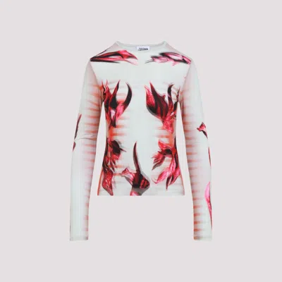JEAN PAUL GAULTIER WHITE DOUBLE-LAYERED PRINTED TOP