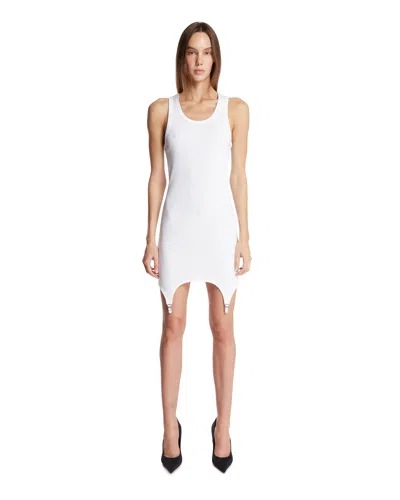 Jean Paul Gaultier Ribbed-knit Cotton Jersey Minidress In White