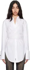 Jean Paul Gaultier Draped Silk Organza-trimmed Cotton-blend Poplin Shirt In 01-white