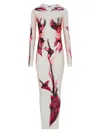 Jean Paul Gaultier Double-layered Printed Maxi Dress In White