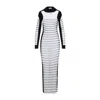 Jean Paul Gaultier Mix Mesh And Knit Long Sleeves Dress Printed Mariniere