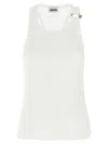 Jean Paul Gaultier Ribbed Texture Scoop Neck Sleeveless Top In White