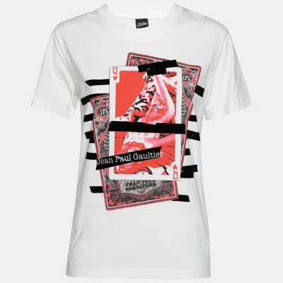 Pre-owned Jean Paul Gaultier White Printed Cotton Short Sleeve Crewneck T-shirt L
