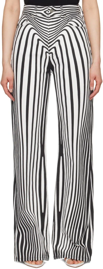 Jean Paul Gaultier White Printed Jeans In 0100 White/black
