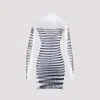 Jean Paul Gaultier Double Layer Mini Dress With Marinière Print In White