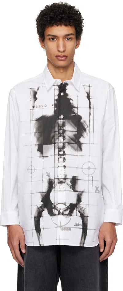Jean Paul Gaultier White Printed 'the Squeletor' Shirt In 0100-white/black