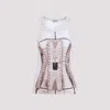 Jean Paul Gaultier Cotton Ribbed Tank Top Printed ''trompe L'ceil Corset'' In White