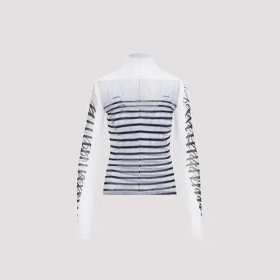 JEAN PAUL GAULTIER WHITE SPANDEX MESH PRINTED TOP