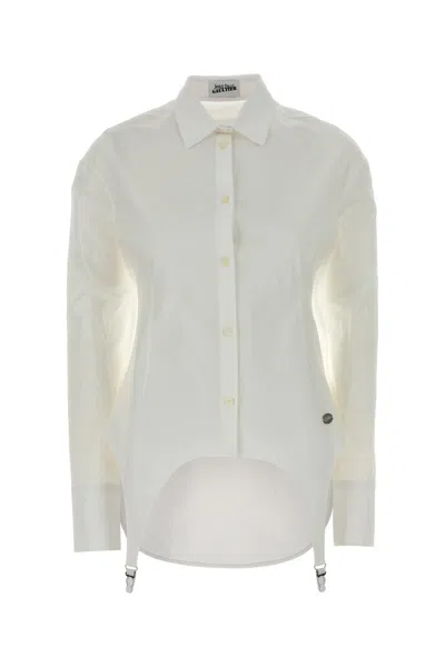 Jean Paul Gaultier White Stretch Poplin Shirt In Gray