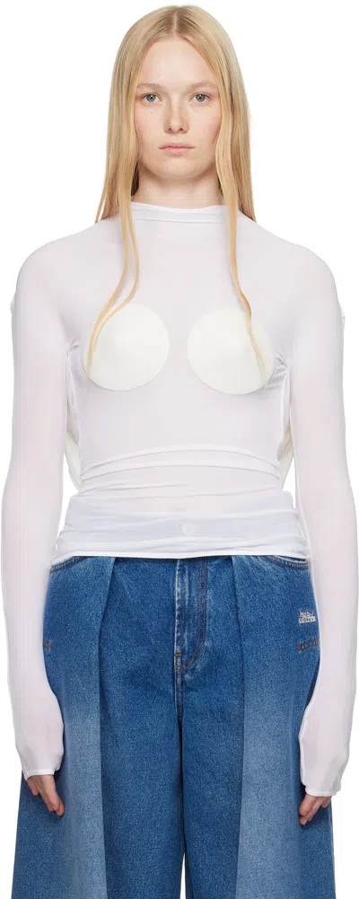 JEAN PAUL GAULTIER WHITE 'THE BACKLESS CONICAL' TOP