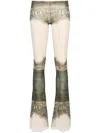 JEAN PAUL GAULTIER WHITE THE CARTOUCHE-PRINT FLARED TROUSERS - WOMEN'S - POLYAMIDE