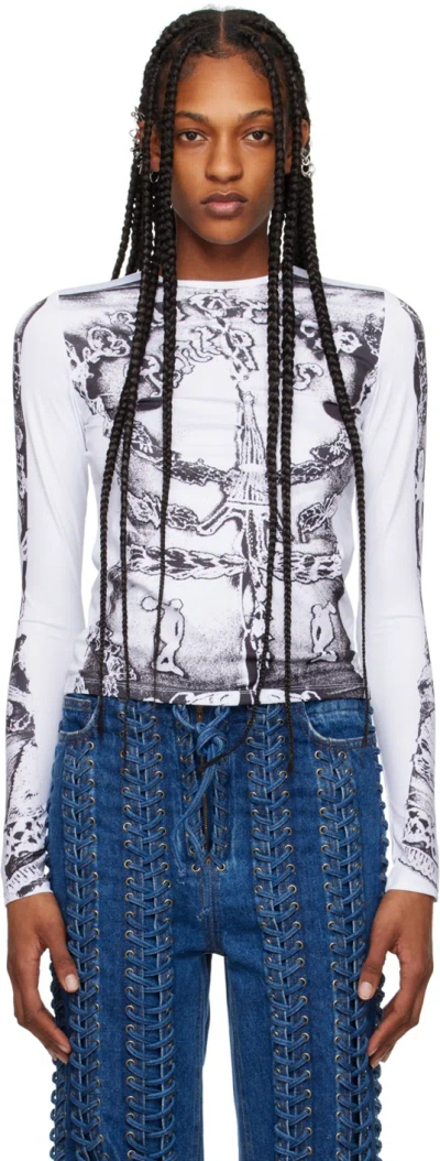 Jean Paul Gaultier Gaultier Paris Long-sleeve T-shirt In 0100 White/black