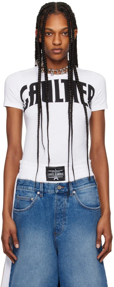 Jean Paul Gaultier White 'the Gaultier' T-shirt In 0100 White/black