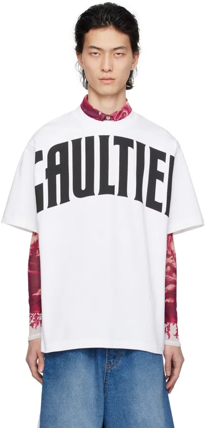 Jean Paul Gaultier White 'the Large Gaultier' T-shirt In 0100-white/black