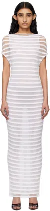 Jean Paul Gaultier Mariniere Striped Long Dress In 01-white