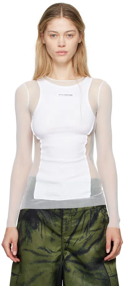 Jean Paul Gaultier White 'the Petit Grand' Long Sleeve T-shirt In 0101-white/white