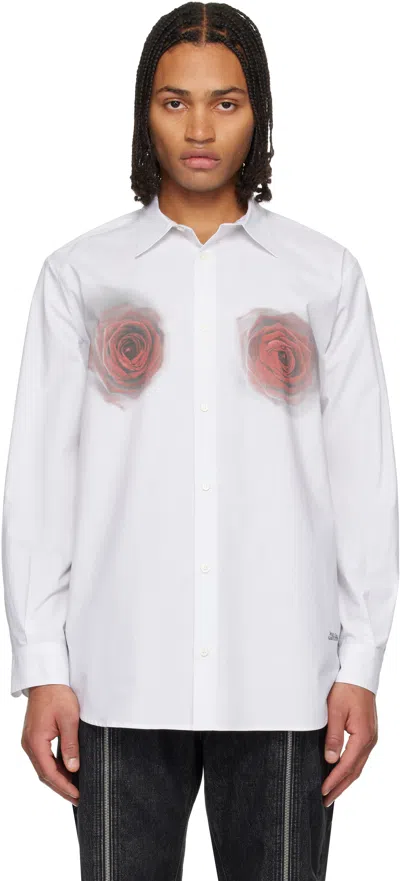Jean Paul Gaultier White 'the Red Blurry Roses Print' Shirt