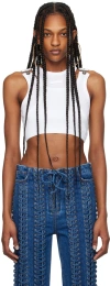 JEAN PAUL GAULTIER WHITE 'THE STRAPPED CROP' TANK TOP