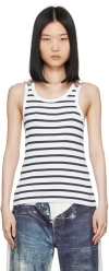 JEAN PAUL GAULTIER WHITE 'THE STRAPPED MARINIÈRE' TANK TOP