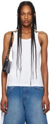 Jean Paul Gaultier Ribbed Tank Top With Overall Buckles In 01 White