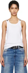 Jean Paul Gaultier Ribbed Tank Top With Overall Buckles In 01 White