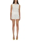 Jean Paul Gaultier Sleeveless Ribbed Knit Top With Garter Hem Detail In White