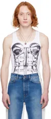 Jean Paul Gaultier White Trompe-l'œil Tank Top In 0100-white/black