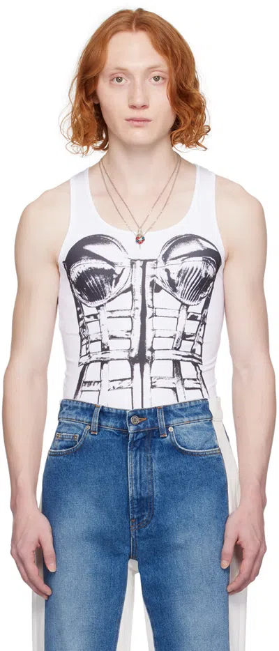 Jean Paul Gaultier White Trompe-l'œil Tank Top In 0100-white/black