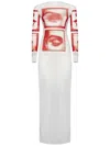 Jean Paul Gaultier White Tulle Maxi Dress With Unique Eyes In White