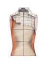 Jean Paul Gaultier White Tulle Tank Top With "fire" Print And Draped Lining