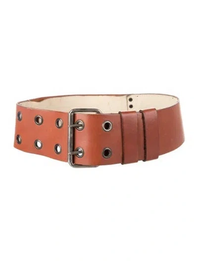 Pre-owned Jean Paul Gaultier Wide Leather Belt In Brown