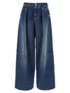 Jean Paul Gaultier Wide Leg Denim Jeans With Pences In Blue