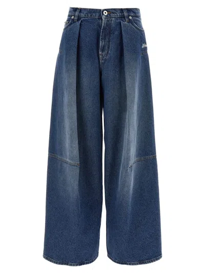 Jean Paul Gaultier Wide Leg Denim Jeans With Pences In Blue