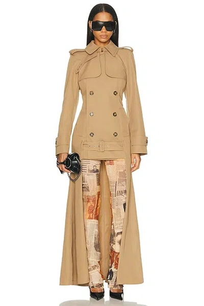 Jean Paul Gaultier Window Trench Coat In Brown