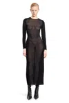 Jean Paul Gaultier Morphing Pinstripe Mesh Midi Dress In Black