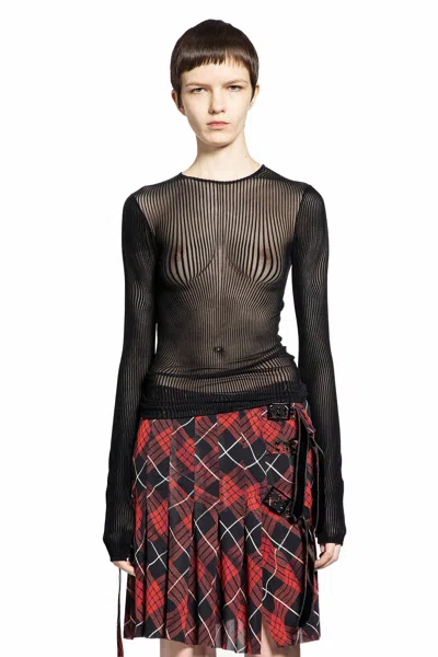 Jean Paul Gaultier Morphing Pinstripes Long Sleeve Top In Black