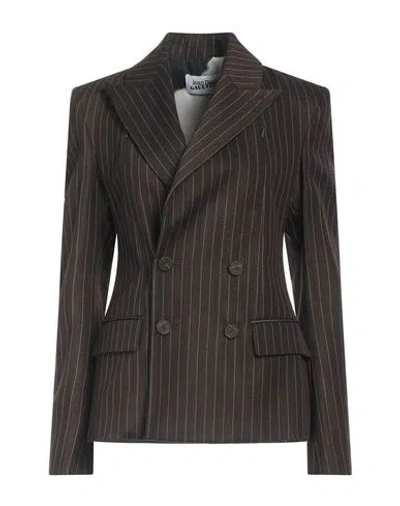 Jean Paul Gaultier Woman Blazer Dark Brown Size 6 Wool, Viscose, Polyester