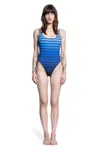 Jean Paul Gaultier Striped Pattern Scoop Neckline Swimsuit In Blue