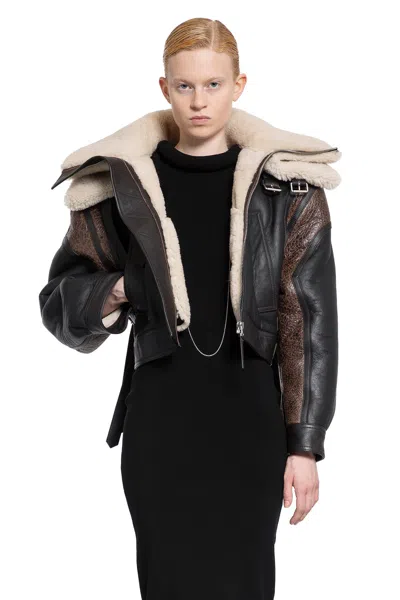 Jean Paul Gaultier Petit Grand Cropped Leather Jacket In Brown