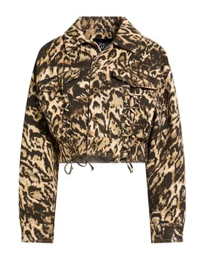Jean Paul Gaultier Woman Denim Outerwear Beige Size M Cotton In Animal Print