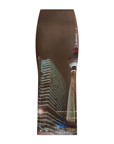 Jean Paul Gaultier Woman Maxi Skirt Brown Size Xs Polyamide