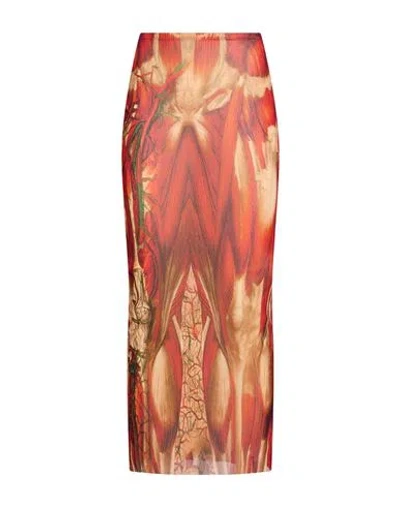 Jean Paul Gaultier Woman Maxi Skirt Tomato Red Size Xs Polyamide In Multi