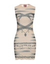 Jean Paul Gaultier Graphic-print Sleeveless Minidress In Beige