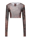 Jean Paul Gaultier X Knwls Printed Mesh Crop Top In Red