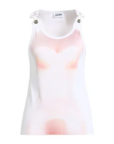 Jean Paul Gaultier Woman Tank Top White Size M Cotton, Elastane In Multi